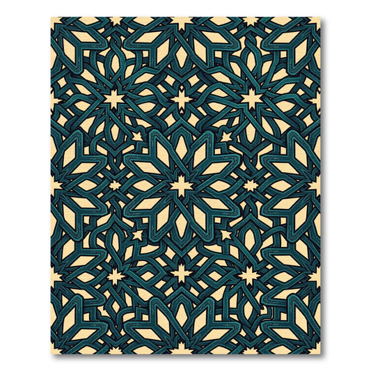 Teal Geometric Star Lattice Area Rug