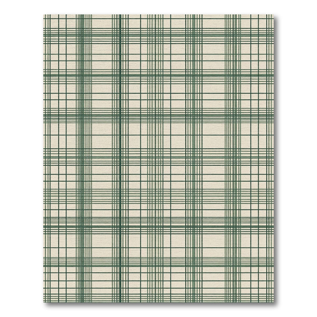 Forest Green Minimalist Grid Plaid Rug