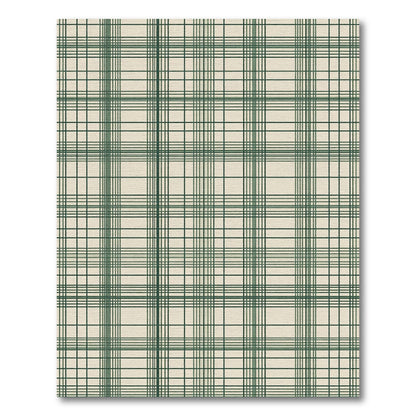 Forest Green Minimalist Grid Plaid Rug