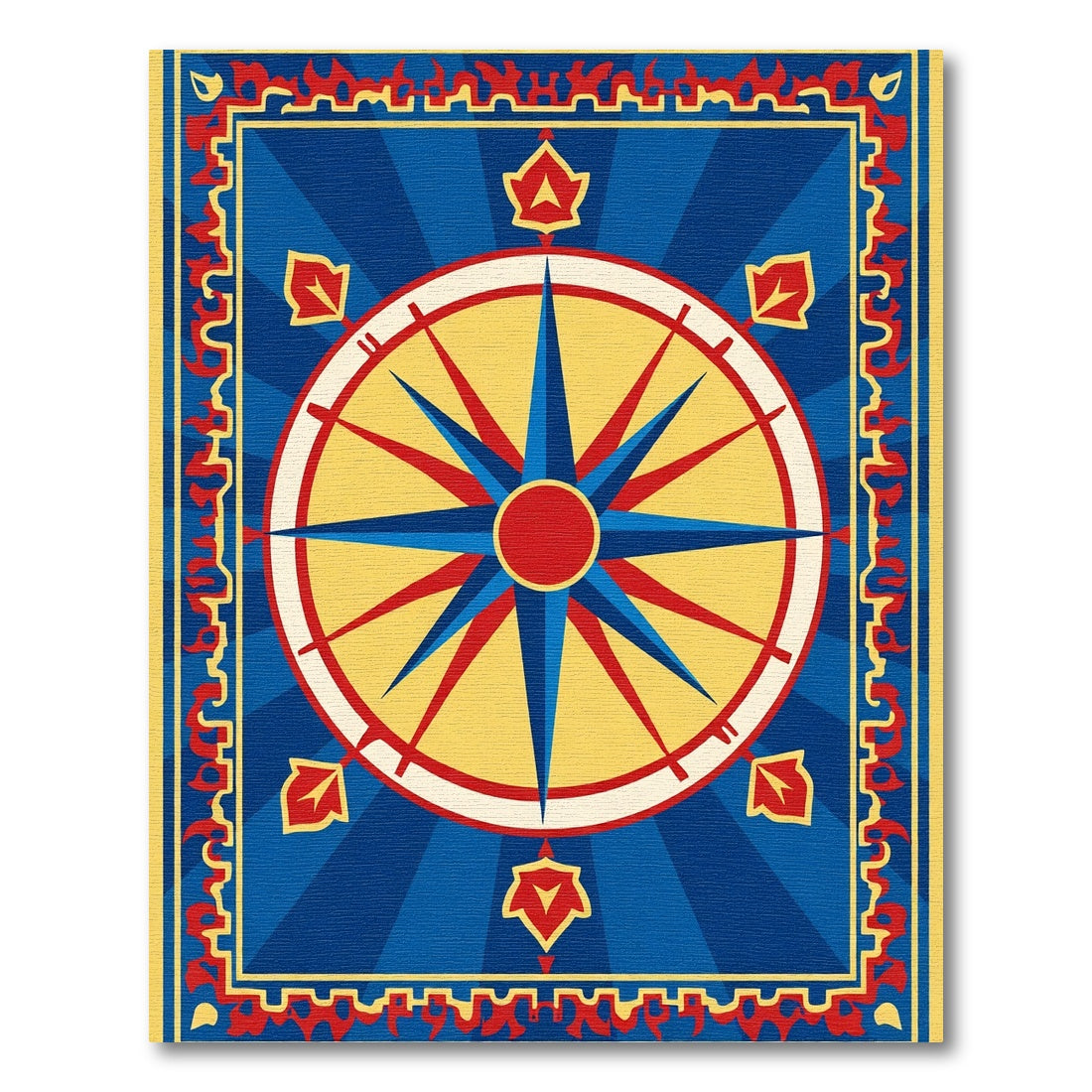 Bold Blue Compass Rose Medley Rug