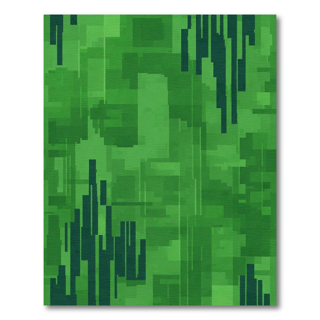 Abstract Forest Green Camouflage Blocks Rug