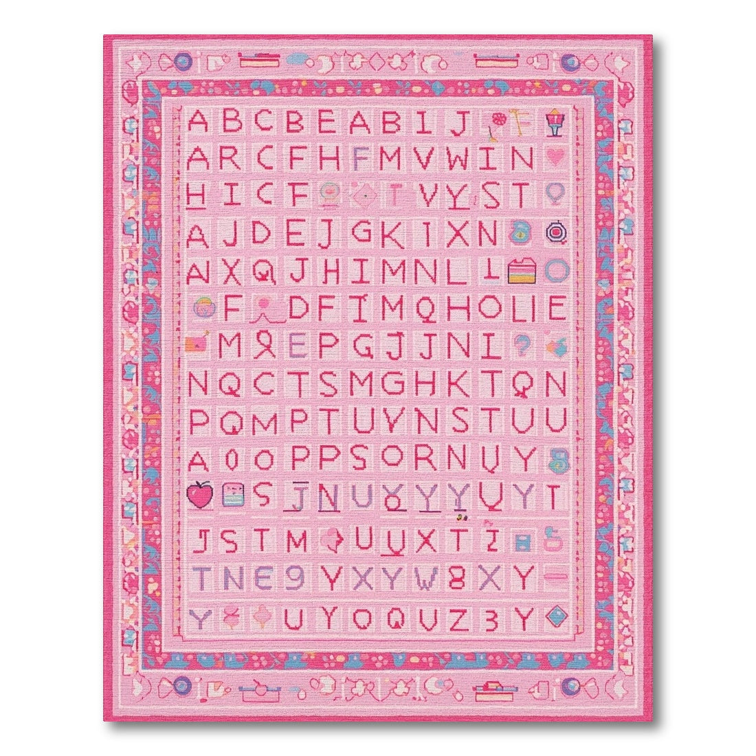 Pink Playful Alphabet Grid Rug