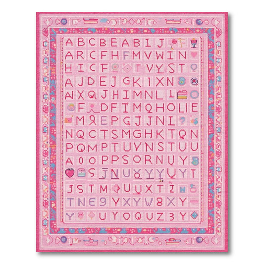 Pink Playful Alphabet Grid Rug