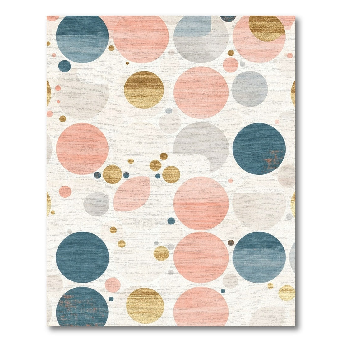 Abstract Teal Coral Gold Circles Rug