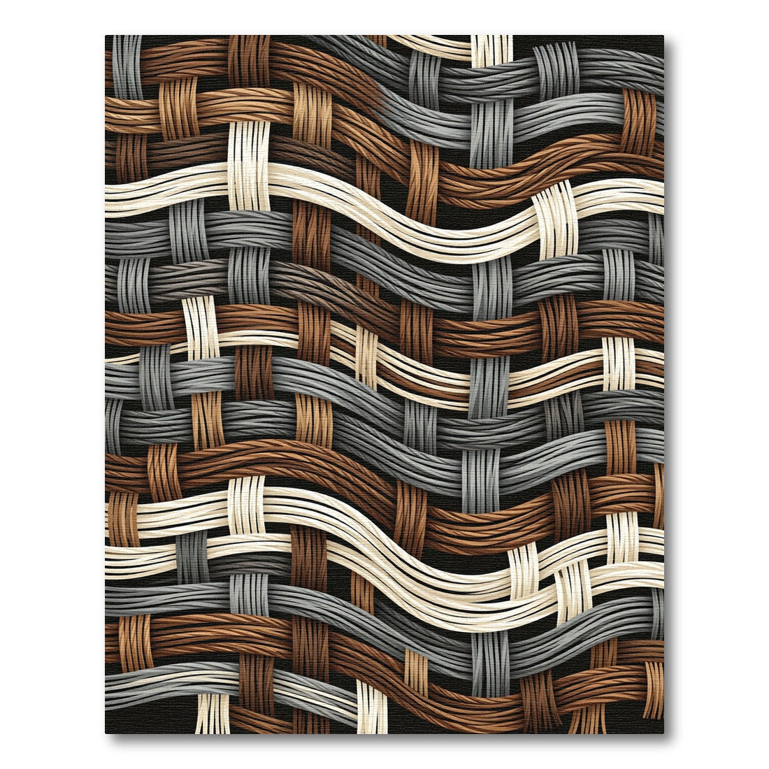 Woven Earthy Gray and Cream Wave Rug