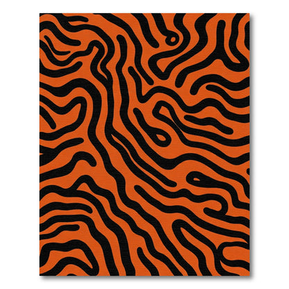 Bold Orange Black Stripe Flow Rug