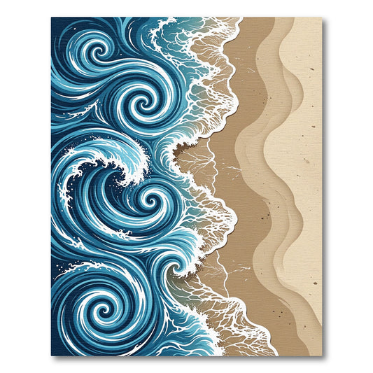 Coastal Blue Swirling Ocean Wave Rug