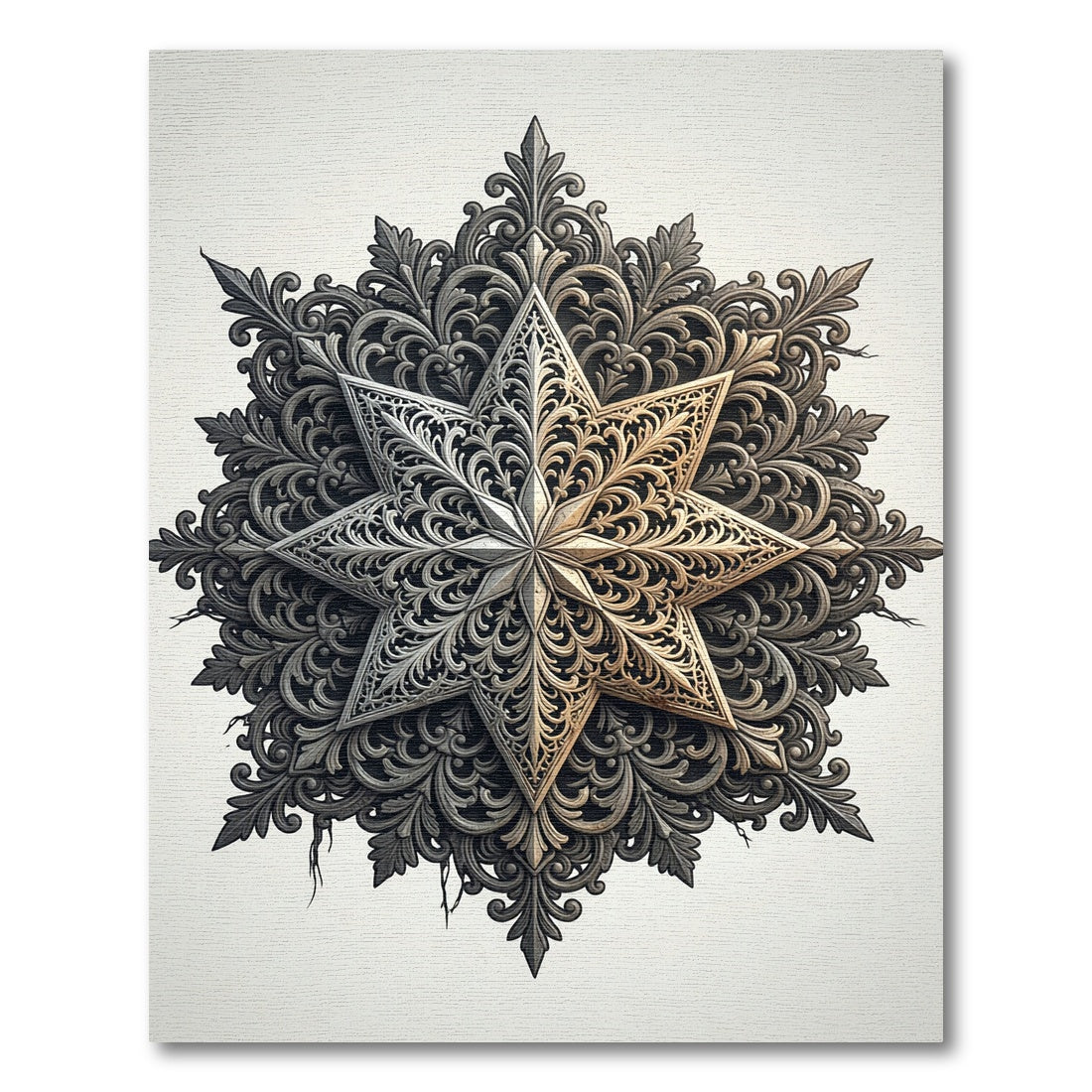Intricate Silver Metallic Star Filigree Rug