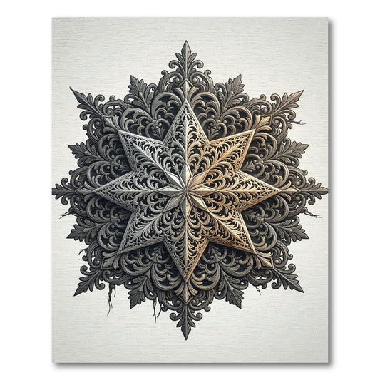 Intricate Silver Metallic Star Filigree Rug