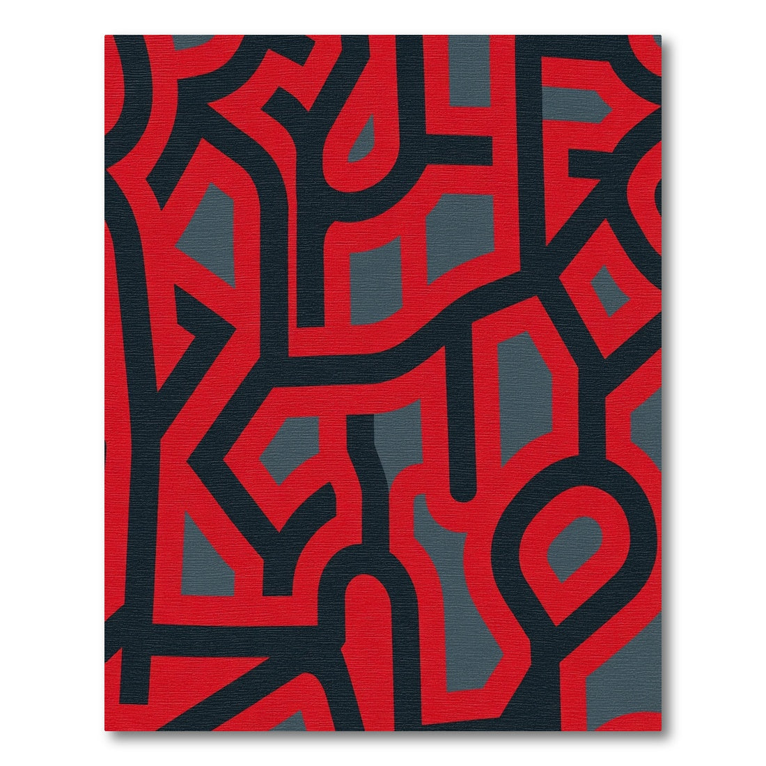 Bold Red Abstract Maze Rug