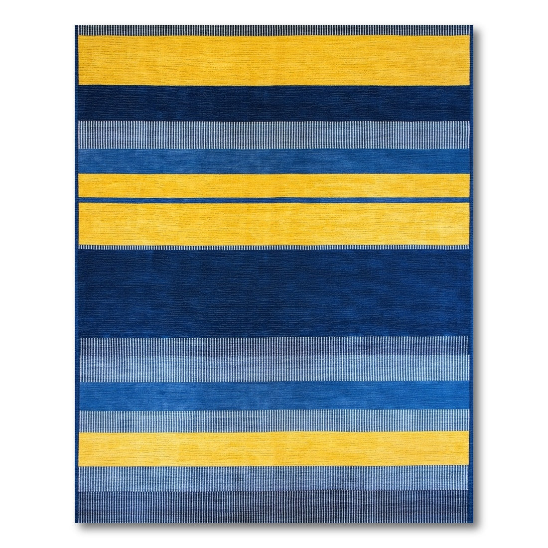 Bold Navy Gold Striped Modern Rug