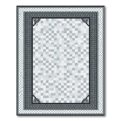 Monochrome Abstract Square Border Rug
