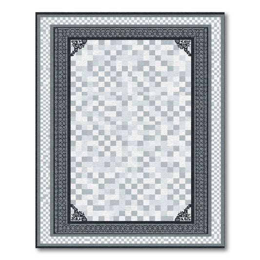 Monochrome Abstract Square Border Rug