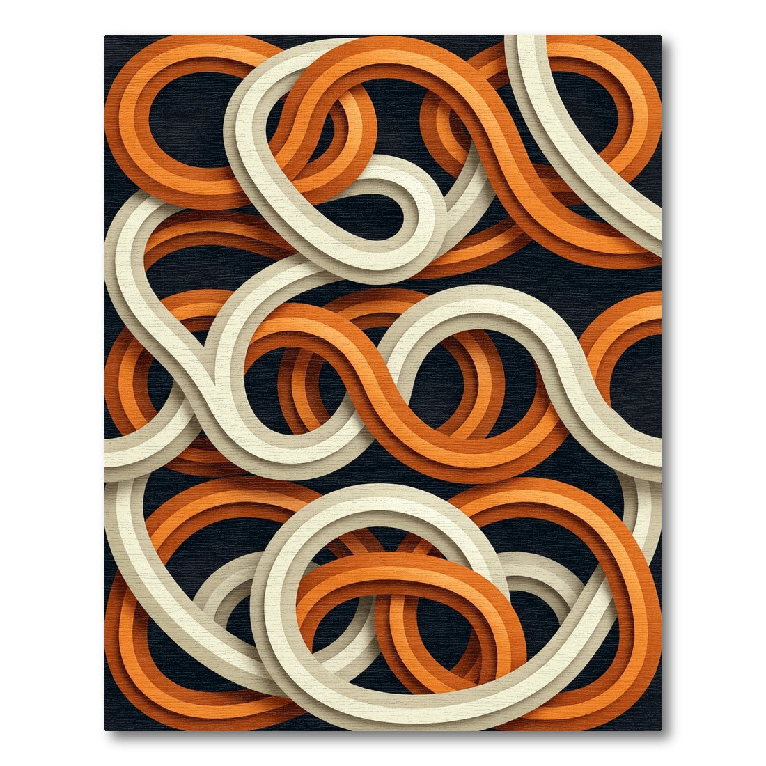 Modern Burnt Orange Interlocking Curves Rug
