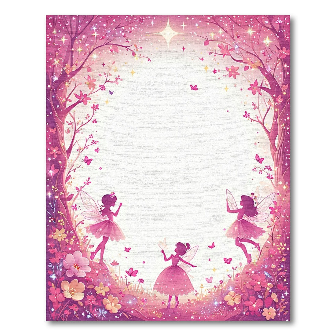 Whimsical Pink Fairy Forest Sparkle Rug