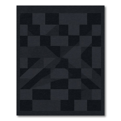 Dark Slate Geometric Overlay Rug