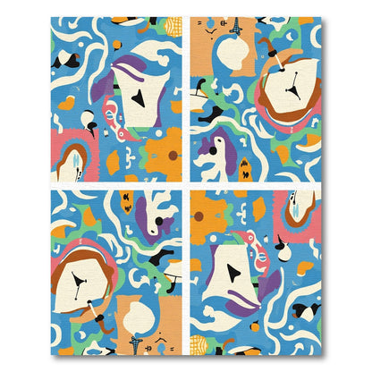 Playful Blue Abstract Whimsical Shapes Rug