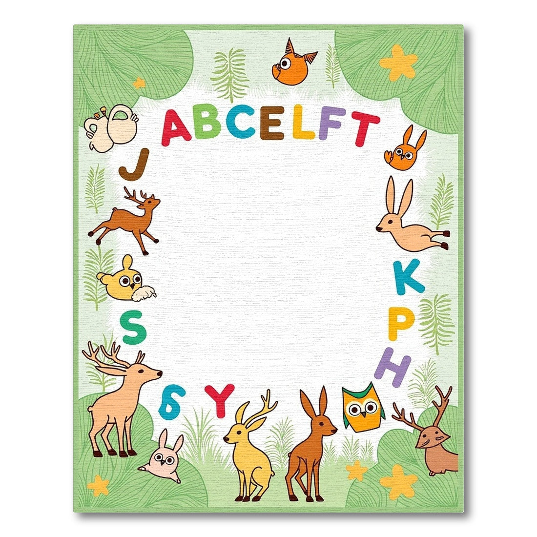Whimsical Woodland Alphabet Animals Rug