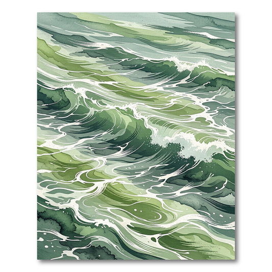 Abstract Emerald Sea Wave Art Rug