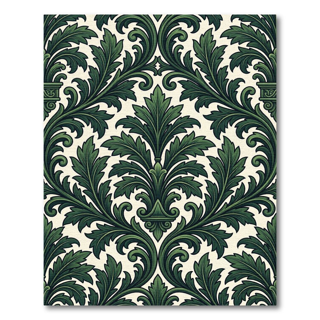 Forest Green Acanthus Scroll Damask Rug