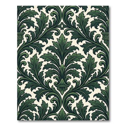 Forest Green Acanthus Scroll Damask Rug