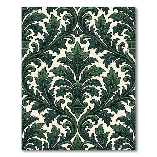 Forest Green Acanthus Scroll Damask Rug
