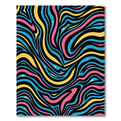 Vibrant Pink Blue Yellow Zebra Waves Rug