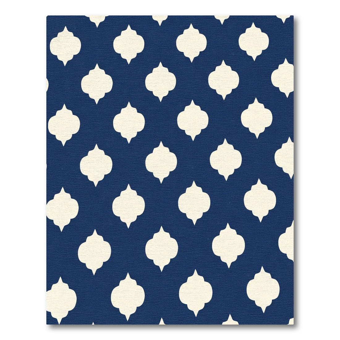 Deep Blue Quatrefoil Lattice Rug