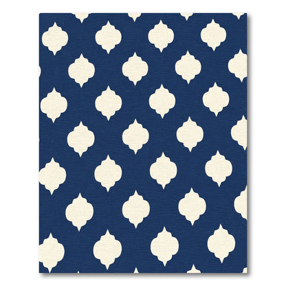 Deep Blue Quatrefoil Lattice Rug