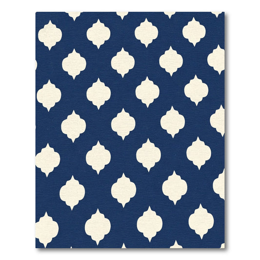 Deep Blue Quatrefoil Lattice Rug