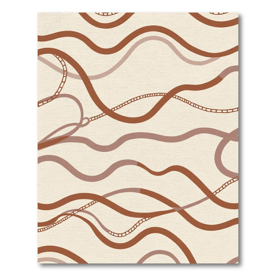 Earthy Mocha Wavy Chain Lines Rug