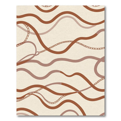 Earthy Mocha Wavy Chain Lines Rug