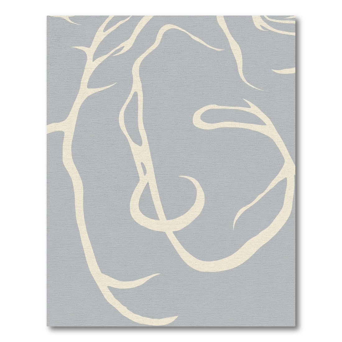 Soft Ivory Abstract Branches Gray Rug