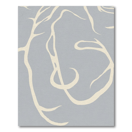 Soft Ivory Abstract Branches Gray Rug