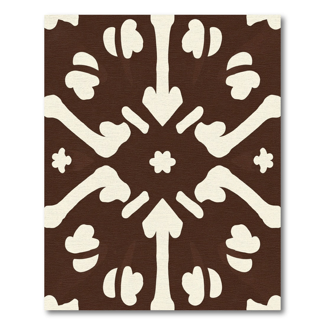 Brown Cream Bone Medallion Rug