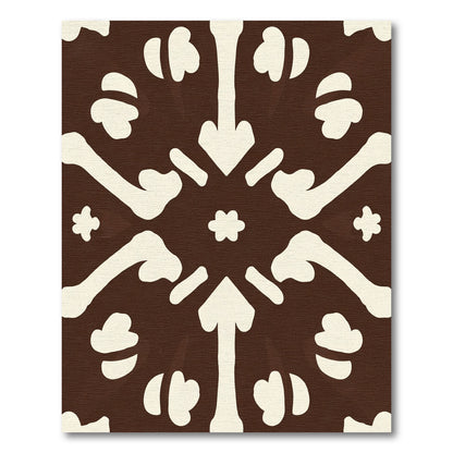 Brown Cream Bone Medallion Rug