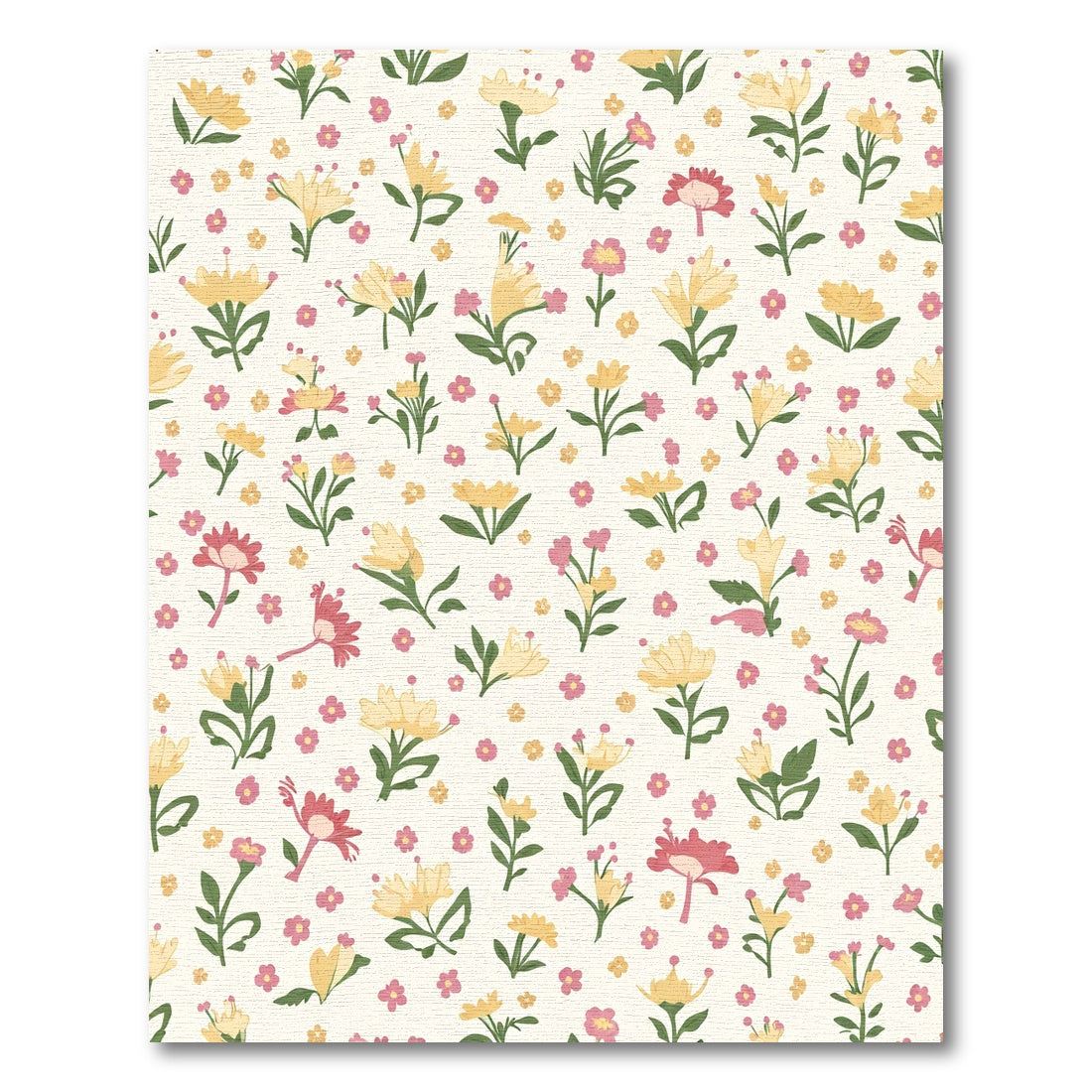 Whimsical Yellow Pink Floral Meadow Rug