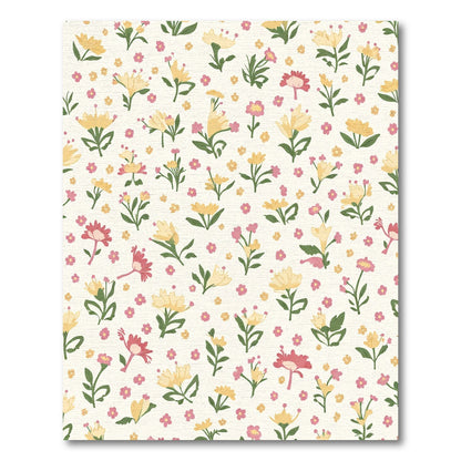 Whimsical Yellow Pink Floral Meadow Rug