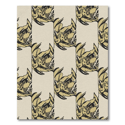 Cream Black Golden Floral Scroll Rug