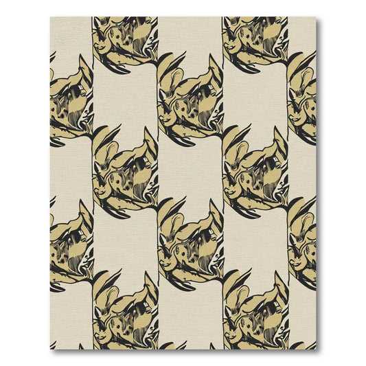 Cream Black Golden Floral Scroll Rug