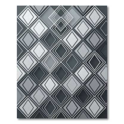 Monochrome Geometric Diamond Layered Tiles Rug
