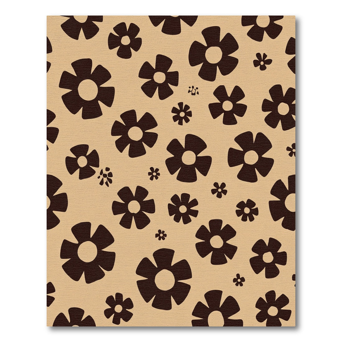Retro Dark Brown Flower Scatter Rug