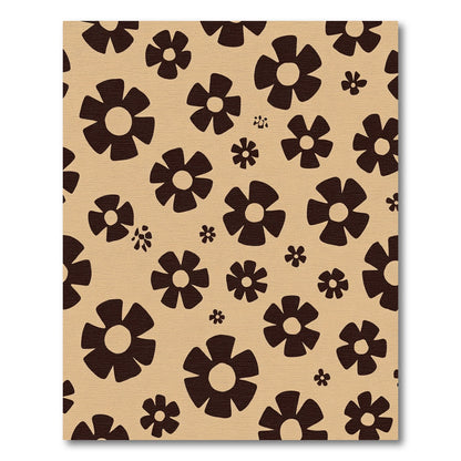 Retro Dark Brown Flower Scatter Rug