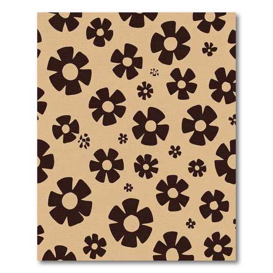 Retro Dark Brown Flower Scatter Rug