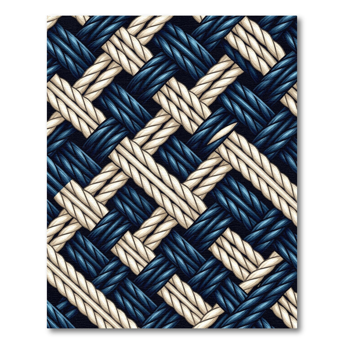 Navy and Cream Woven Rope Plait Rug