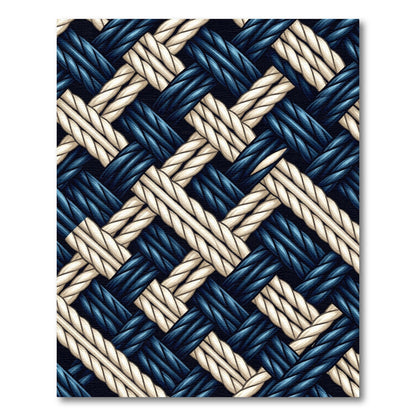 Navy and Cream Woven Rope Plait Rug