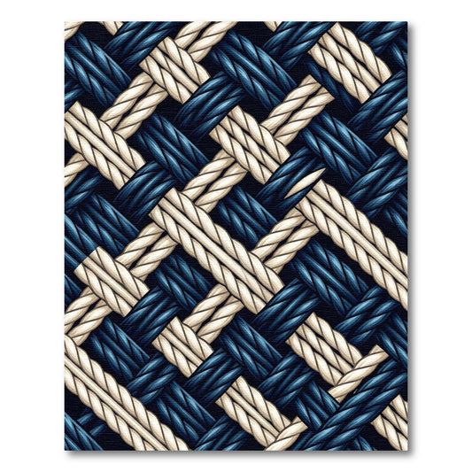 Navy and Cream Woven Rope Plait Rug