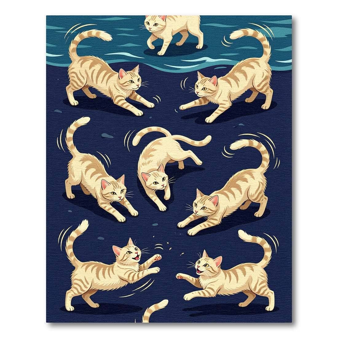 Whimsical Ginger Tabby Cats Playful Dance Rug