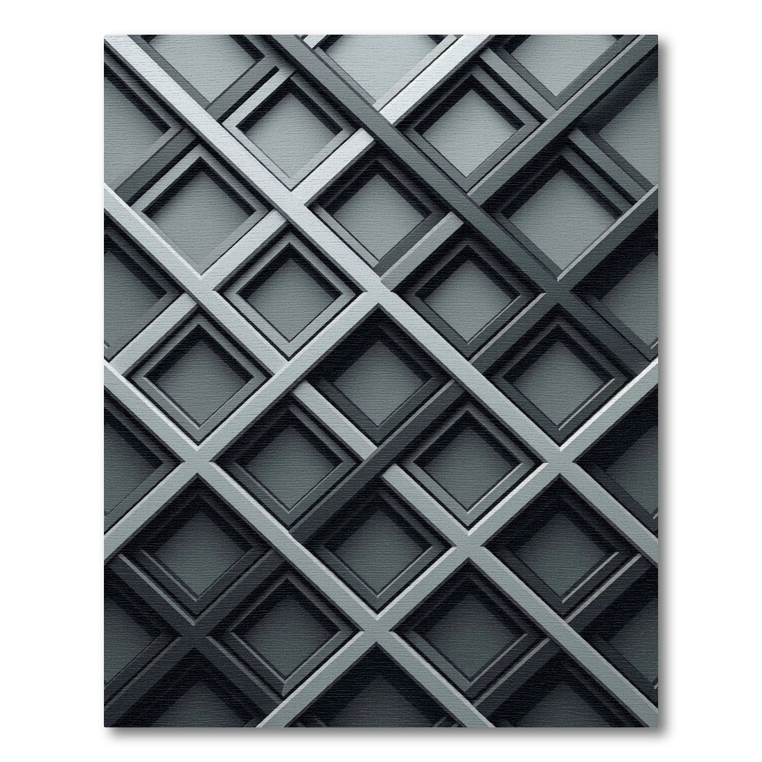 Modern Monochrome Intersecting Grid Lattice Rug