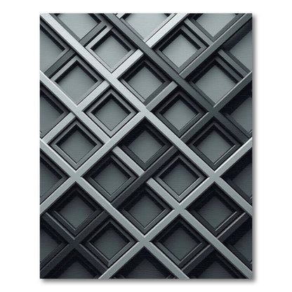 Modern Monochrome Intersecting Grid Lattice Rug